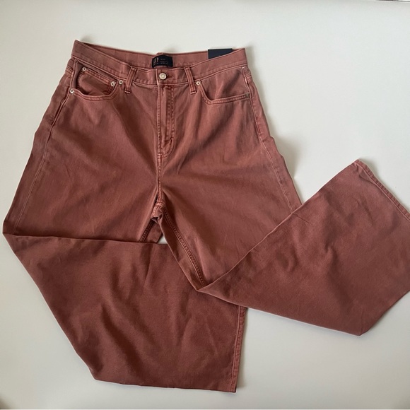 Gap High Rise Wide Leg Jeans in Cedar Wood Red Rust 32R 14 - Picture 3 of 10